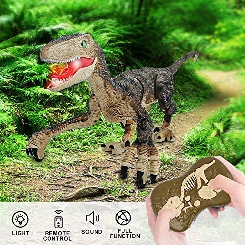 Далечински управувач Диносаурус играчки за момчиња 3-5 РЦ диносаурус роботски играчки со звук на верисимилити за момчиња