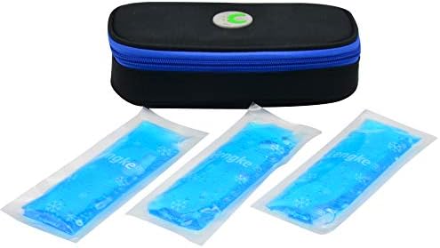 Инсулин ладилник за патувања со лекови Изолирана торба за ладење на ладење, приказ на куќиште за ладење, црна, 3 пакувања со мраз