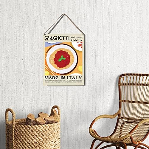 Смешен кујнски знак декор шпагети дрвени знаци плакета wallид висина храна изложба за печатење уметнички дела 8 ”x10” модерна декорација за домашна кујна