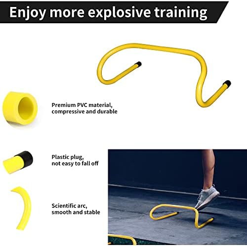 TNZMART повеќебојни спортски пречки 6 пакувања Трајни ПВЦ за обука за агилност за пречки за лесна брзина на пречки поставени за спортска пракса