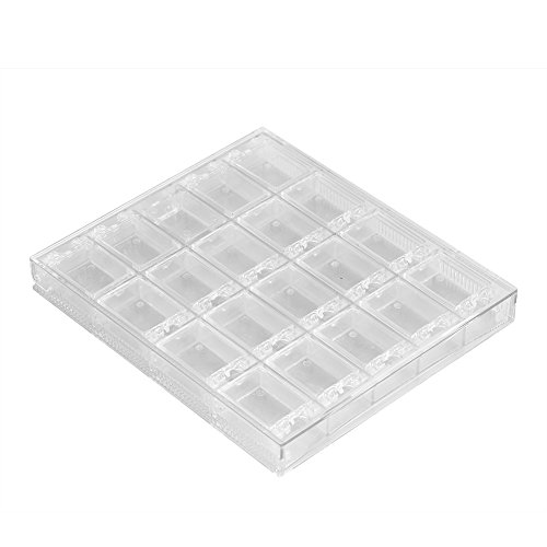 Кутија за складирање на уметност за нокти, 20 решетки транспарентни акрилни нокти украси за складирање на контејнер со отстранливи делители,