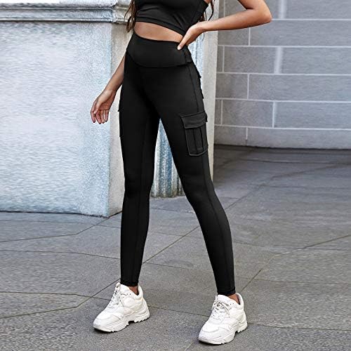 Хеланки со џебови за жени, непроирно слабеење со високи половини панталони за глуждот за трчање велосипедска јога тренингот
