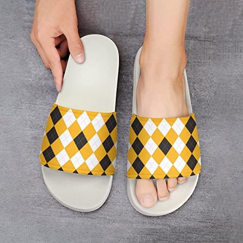 Yellowолти проверени сандали со куќа што не се лизгаат отворени папучи за пети за бања за туширање за масажа