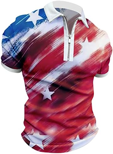 Поло-кошули со знаме на САД за мажи 4-ти јули патриотски маици летни обични 3Д отпечатоци кратки ракави гроздобер врвови