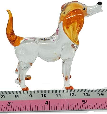 Artmocraft портокалова бигла симпатична кучиња животни со рака разнесени стакло стакло статуи уметност декор мала минијатура најдобра колекција