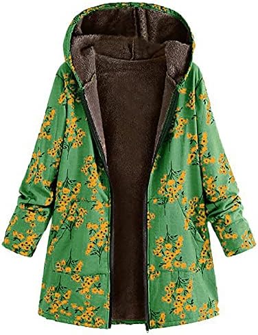 Uofoco плус големина долга ракав Зимска јакна женска забава Елегантна графичка крзно обложени јакни зип -качулка удобност