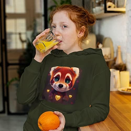 Детско лице за животинско лице „сунѓерско руно худи - слатка црвена панда детска дуксерка - дуксерот за срце за деца за деца