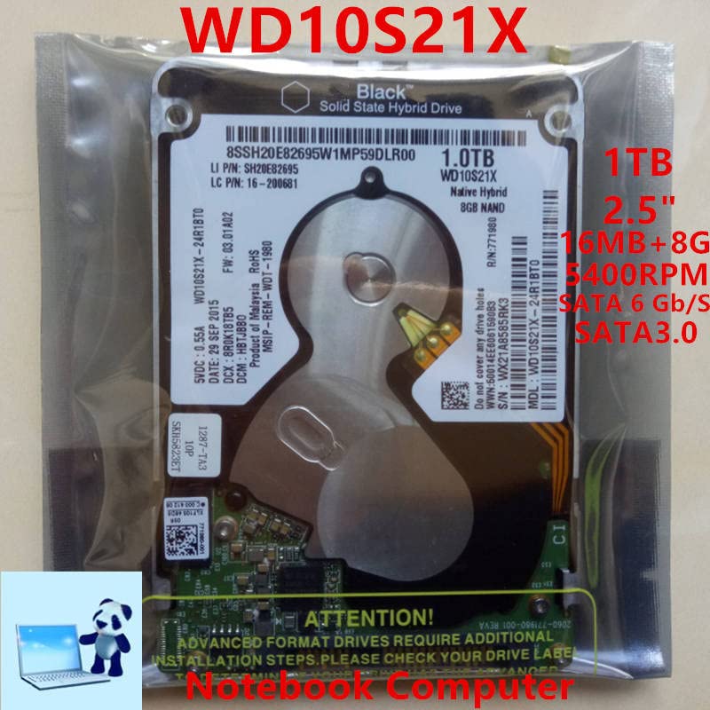 SSHD за 1TB 2,5 SATA 6 GB/S 16MB+8G 5400RPM за внатрешен SSHD за тетратка SSHD за WD10S21X