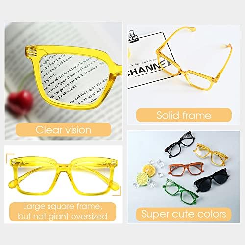 Очила за читање на плоштади за очи за жени читатели на големи рамки - жолти +2,00