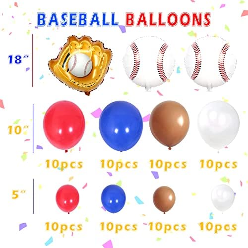 115 парчиња Украси За Бејзбол Забави, Дебитант На Годината Украси за 1-ви Роденден, Позадина за бејзбол 1-ви Роденден, Банер За Концесии,