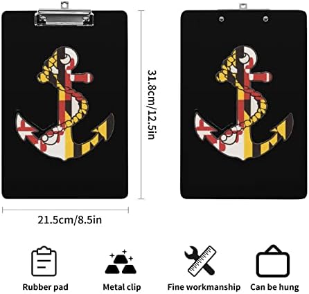 Мериленд Знаме Сидро Мода Клипборд Буква Големина Декоративни Клипборди Со Низок Профил Метал Клип 9 Х 12.5