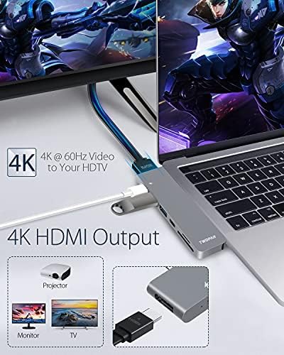 TWOPAN MacBook Pro AIR USB Адаптер Центар, 7 ВО 2 USB 3.0 Multiport Адаптер, USB C Центар СО 4K HDMI, Thunderbolt 3 Pd Порта,