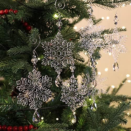 6 парчиња Божиќни снегулки Орнаменти 6 инчи јасен акрилик зимски снегулка украс за занаети за украси на новогодишни елки