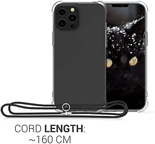 CWMobile Crossbody Case компатибилен со Apple iPhone 13 Pro Max Case - Clear TPU телефонски покритие w/лента за кабел за ландери - транспарентен/црно