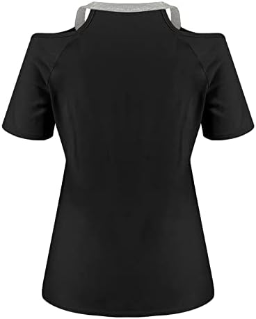 Врвна кошула за жени лето есен ладно рамо краток ракав 2023 облека V вратот памук графички ринестон врвен ов