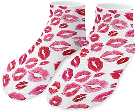 Loveубов црвени усни Смешно трчање чорапи за глуждот атлетски не-шоу чорапи, амортизирани за мажи жени