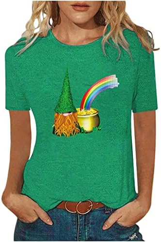 Ирски гном пијат пиво среќа Шамрок гном Св Патрикс Ден маица женски кратки ракави со зелена детелина кошули случајни врвни врвни