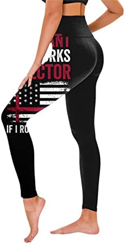 САД 4 -ти јули хеланки за жени патриотско американско знаме за истегнување меки панталони за водење на тренингот за јога