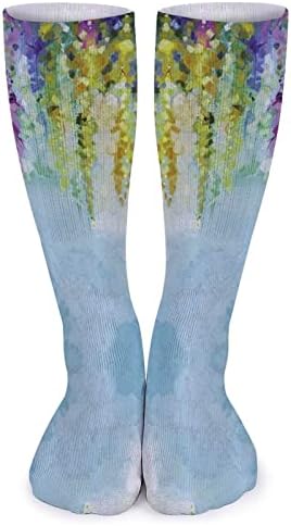 Акварел сликарство цветни спортови чорапи топли цевки чорапи високи чорапи за жени мажи кои работат обична забава