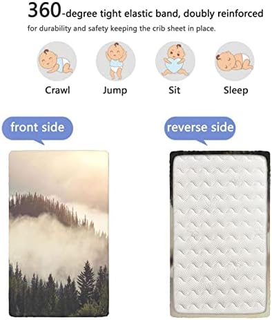 Misty Mountains Тематски вграден креветче за креветчиња, стандарден душек за креветчиња, ултра мек материјал-бебешки креветчиња за