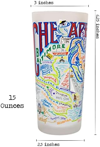 Стакло за пиење Catstudio Chesapeake Bay | Географија инспирирани уметнички дела отпечатени на замрзнати чаши