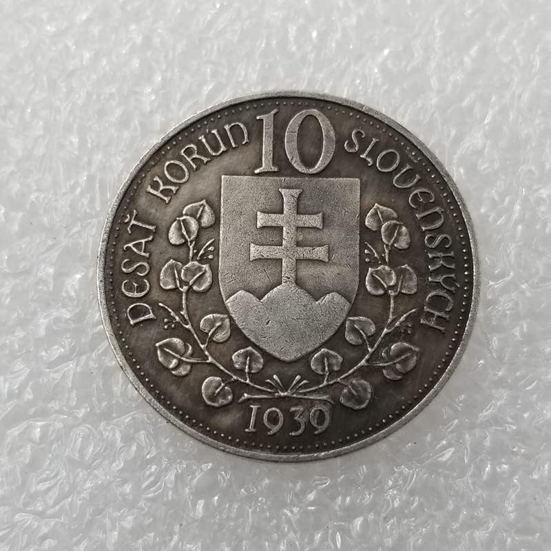 Антички занаети 1939 Словачка сребрена сребрена доларна сребрена рунда Странска монета Античка 795