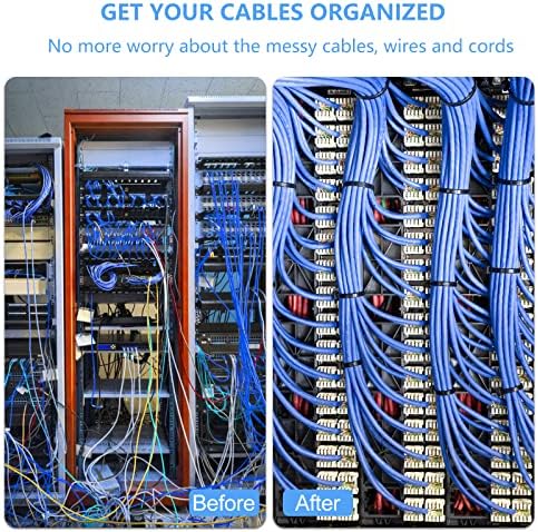 Поштенски врски со 8-инчни, 100 парчиња кабелски врски со високи врски со јачина на затегнување, повеќенаменски црни најлонски врзани завиткувања