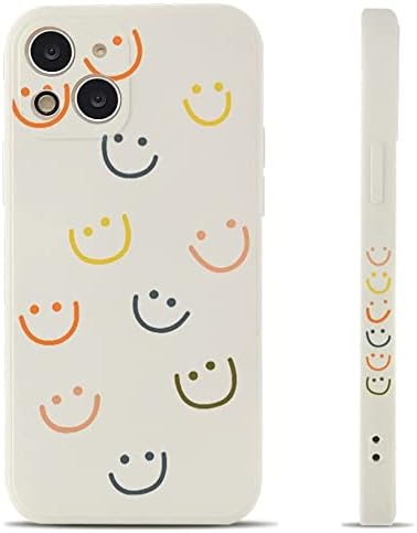 Jminni Компатибилен со iPhone 14 Case, смешка насмевка лице симпатично насликан дизајн мек течен силикон за жени девојки мода тенок флексибилен