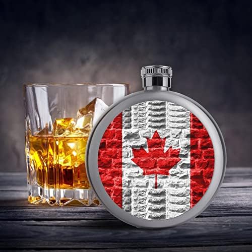 Канадско Знаме Бокал Тркалезна Колба За Алкохол Слатки Челични Колби Од Виски Преносни Футроли За Шишиња Со Вино Колби За Пијалок