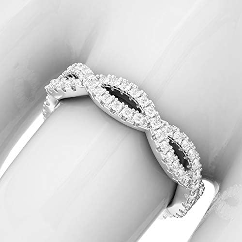 Стерлинг сребрен целосен бесконечен пресврт симулиран дијамант или оригинален моисанит вечен прстен за венчавки