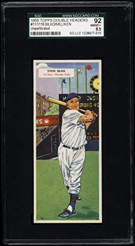 1955 Топс двојни заглавија #117/ #118 Стив Билко/Боб Миликен СГЦ 92 Неиспорани - Бејзбол картички