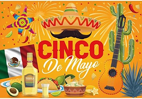 Dorcev 20x10ft Мексиканска фиеста тема фотографија позадина Мексико кактус гитара забава позадина cinco de mayo шарени знамиња