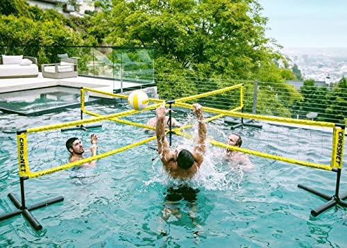 Crossnet H2O Одбојка на базен игра за возрасни и семејство - четири квадратни нето -игра за базени - Брза склопување и преносен - одбојка на базени