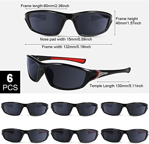 Пепел 6 Пара Машки Поларизирани Очила За Сонце Завиткајте Околу Очила За Сонце Спортски Очила ЗА Сонце УВ Заштита Очила За Сонце За Пешачење