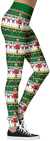 Среќни Божиќни хеланки на Арумтрјо за жени, женски панталони со јога со високи половини, задникот за кревање на еластични хулахопки.