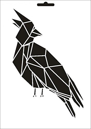 НАШИОТ Дизајн W - 481 Птица Текстил - / Wallstencil Големина А4