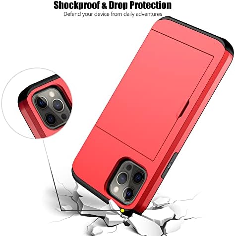 Nvollnoe за Iphone 12 Случај, iPhone 12 Pro Случај Со Носителот На Картичката Тешки Заштитни Двослоен Шок Отпорни Скриени Картичка Слот Тенок