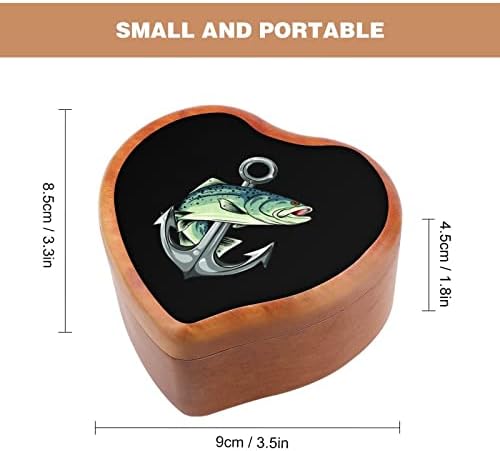 Сидро и риба дрвена музичка кутија срце облик на ветровито музичко кутија гроздобер дрвени часовници музички кутии подароци