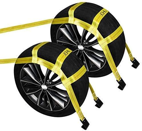 JCHL TOW DOLLY ленти со корпи со рамни куки, жолти ленти за тркала со автомобили Универзално возило за влечење на возилото, системот