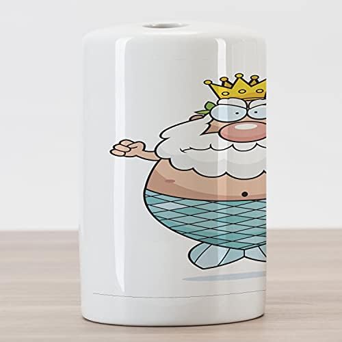 Држач за четки за заби на Амбесон Нептун, смешен цртан филм Подводен крал лик со луто лице има троен, декоративен разноврсен countertop
