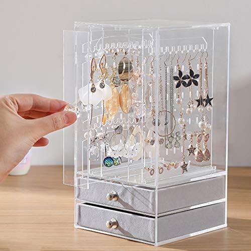 Emers Исклучителна-кутија за накит Акрилик накит Организатор 2 фиоки 3 обетки закачалка два-во-едно, чисти прстени нараквици кутија