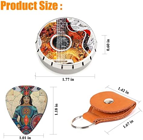 Гитара избира 12 средни пакувања со држач за кожни избори и калај кутија, уникатен уметнички целулоиден гитара избор за бас електрична гитара acusticубители