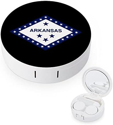 Арканзас државно знаме на знамето за контакт со леќи за контакт со кутија за преносни контактни леќи кутија затоплување за складирање со огледало