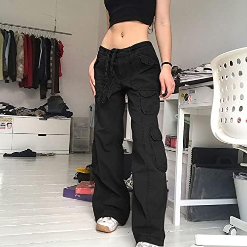 Bideенски широк карго фармерки Y2K тинејџерски девојки естетски панталони панталони буги случајни ниско ниво на улична облека Харајуку Панк