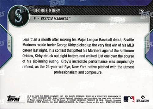 2022 Топс сега бејзбол #272 Georgeорџ Кирби Дебитантски картички Маринерс - 1 -та официјална картичка за дебитант