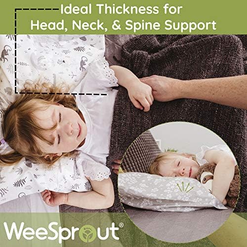 WeeSprout Мини Дете Перница За Деца Спиење-Органски Памук Школка &засилувач; Перница Со Мека &засилувач; Поддршка Полифибер Пополнување-Добро