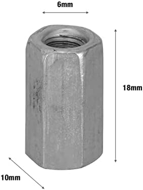 10 парчиња хексадецимална орев за спојување, метрички M6 хексадецимален спој на јаглерод челик со долги шипки за спојување на долги шипки