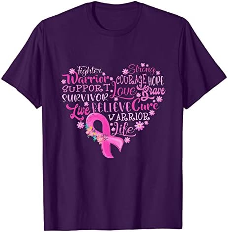 Тинејџерски девојки блузи работат блузи маици со краток ракав, печатење на рак на дојка за рак на дојка есен летни блузи WL