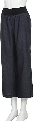 Широки фармерки со широки нозе Chgbmok за женски еластични високи половини пантацо панталони Дропе Рафле широка нога долга дневна панталони тексас