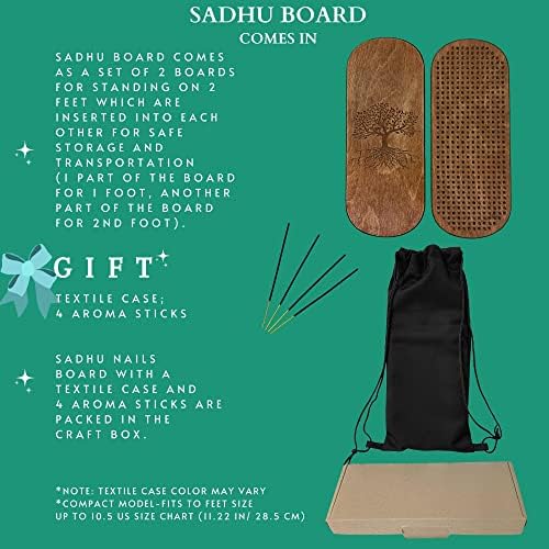 Одбор на Детху Садху, премиум нокти од табла Садху, врежан дизајн Садху одбор, 0,39in, компактен табла Садху за јога пракса, масажа